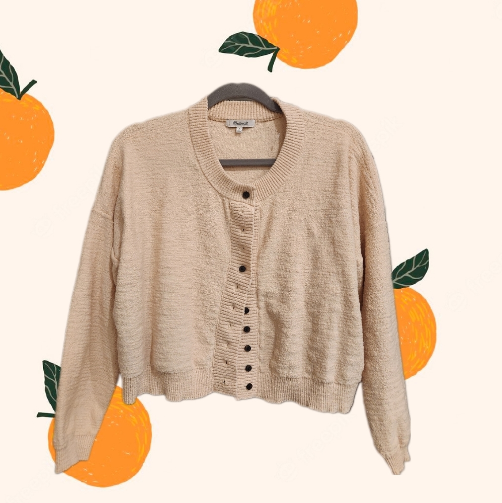 madewell size l cropped cotton cardigan, nwot